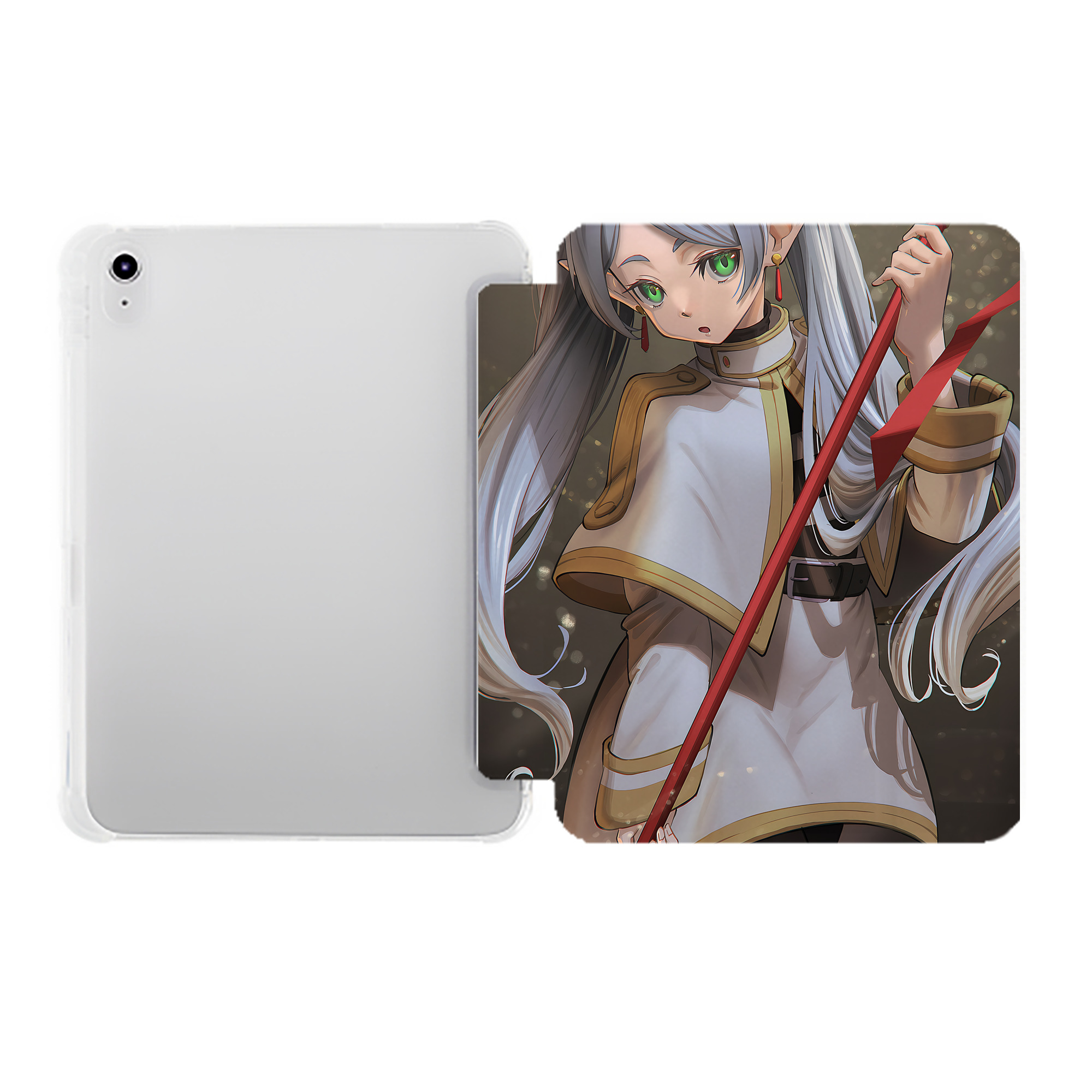 （画像用） 葬送のフリーレン Frieren IPad ケース ペン収納付き 三つ折りスタンド PUレザー×シリコン 対応機種9.5/10.5/10.9インチ